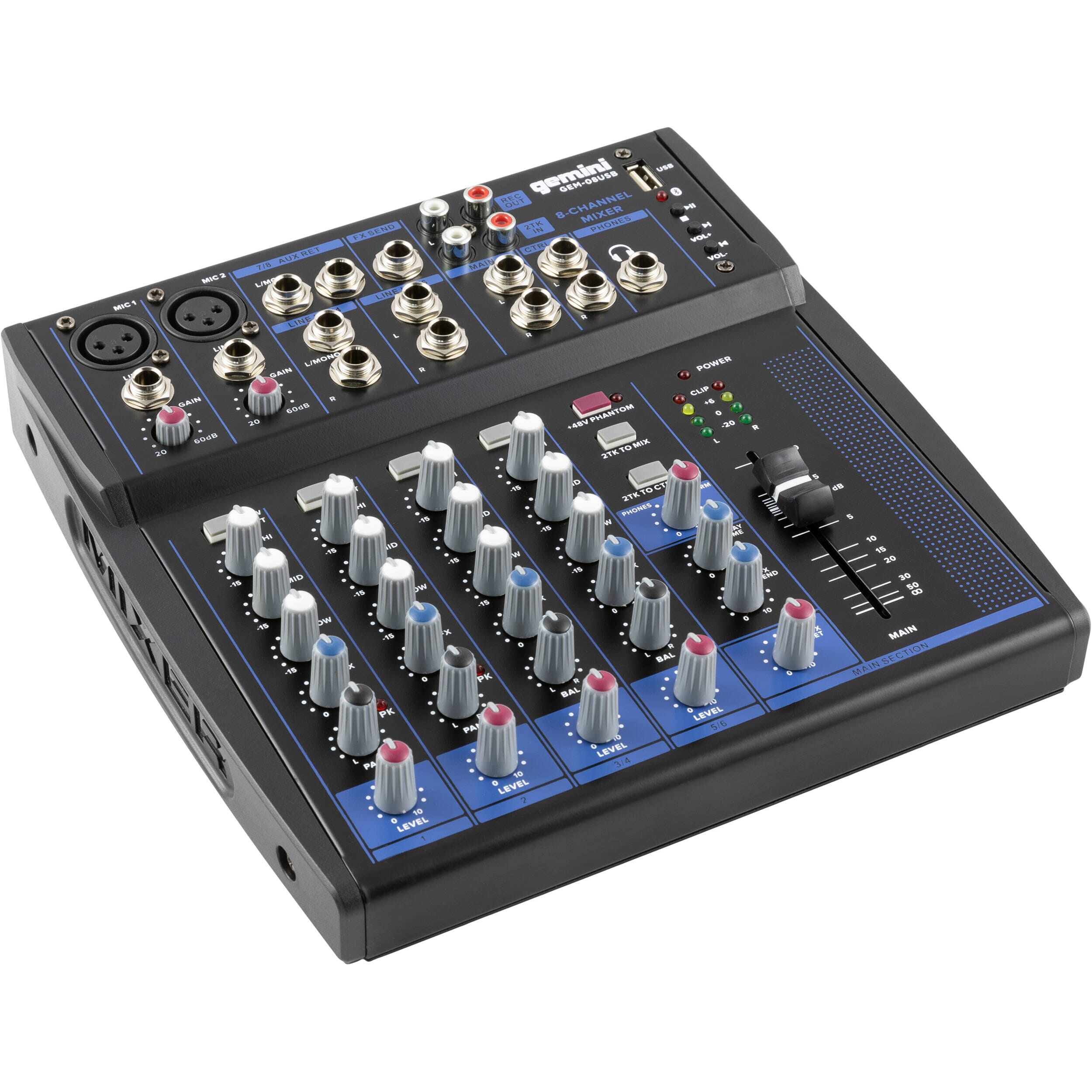 Gemini GEM-08USB Mezclador Análogo 8 Canales USB - Bluetooth Mixers/Consolas Gemini