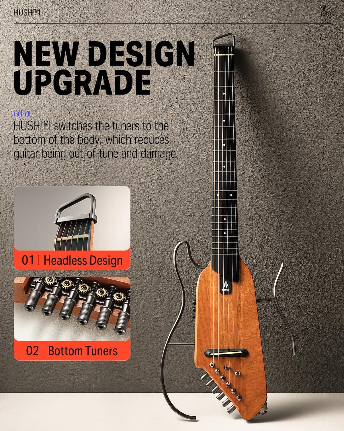 Guitarra Eléctrica de viaje Donner HUSH I Guitarras Eléctricas Donner