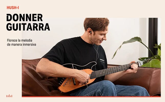 Guitarra Eléctrica de viaje Donner HUSH I Guitarras Eléctricas Donner