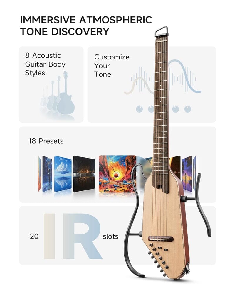 Guitarra Eléctrica de viaje Donner HUSH I PRO (Natural) Guitarras Eléctricas Donner