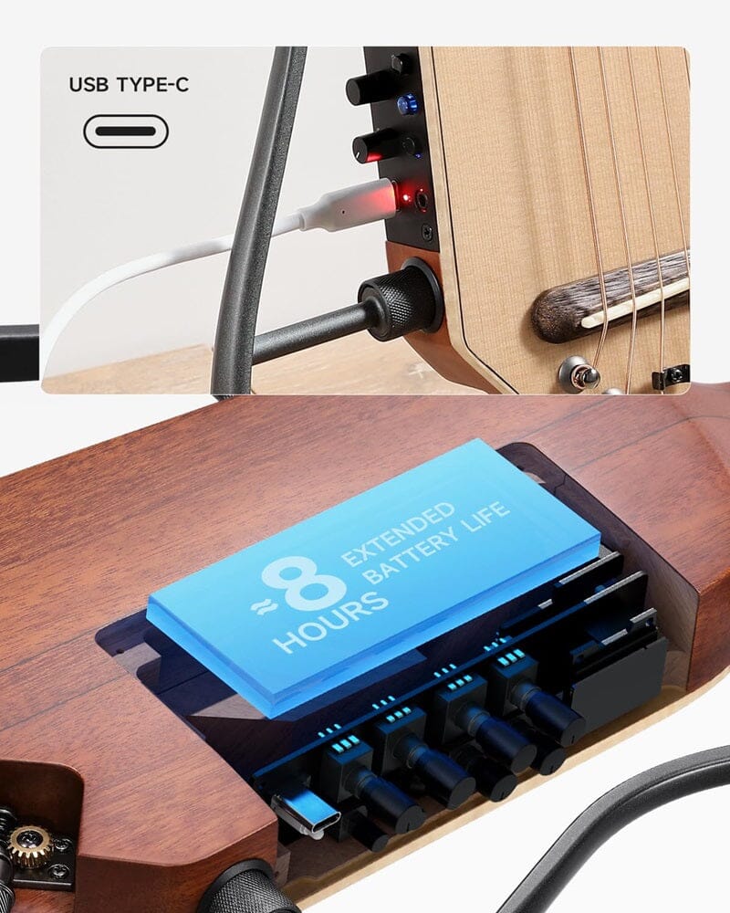 Guitarra Eléctrica de viaje Donner HUSH I PRO (Natural) Guitarras Eléctricas Donner