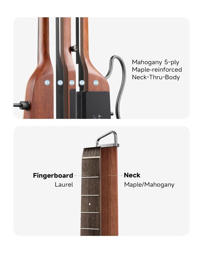 Guitarra Eléctrica de viaje Donner HUSH I PRO (Natural) Guitarras Eléctricas Donner