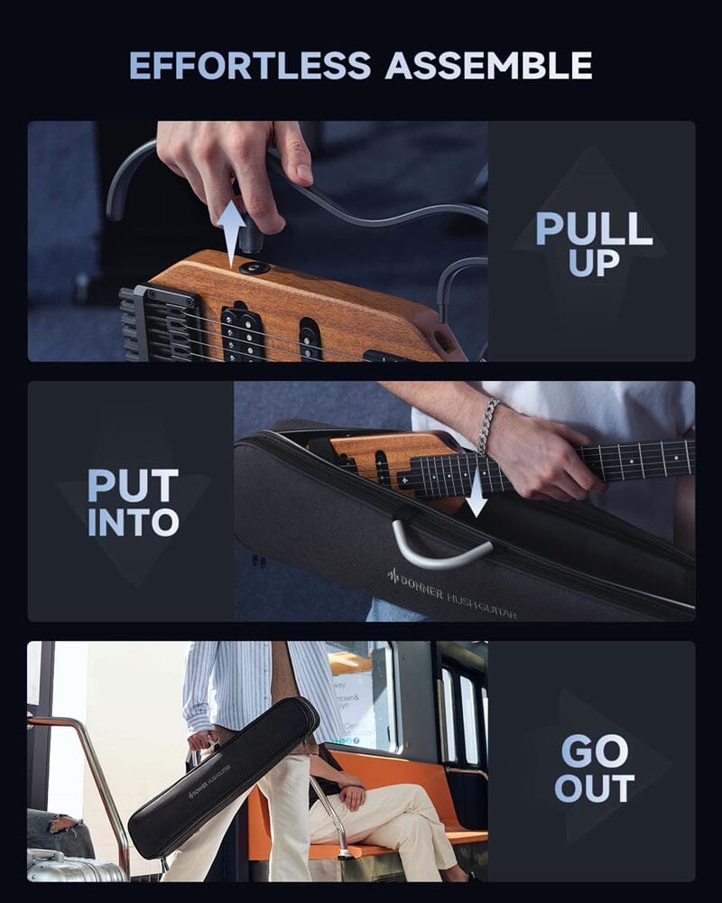 Guitarra Eléctrica de viaje Donner HUSH X (Natural) Guitarras Eléctricas Donner