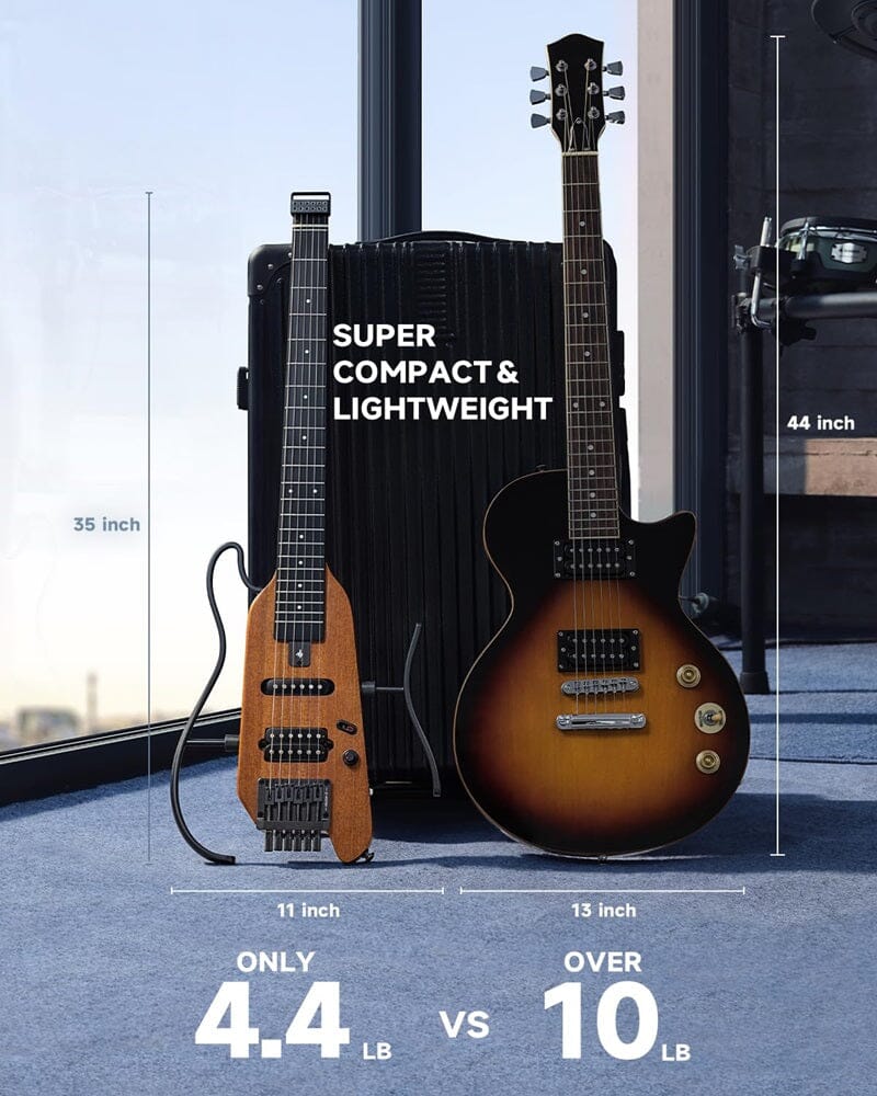 Guitarra Eléctrica de viaje Donner HUSH X (Natural) Guitarras Eléctricas Donner