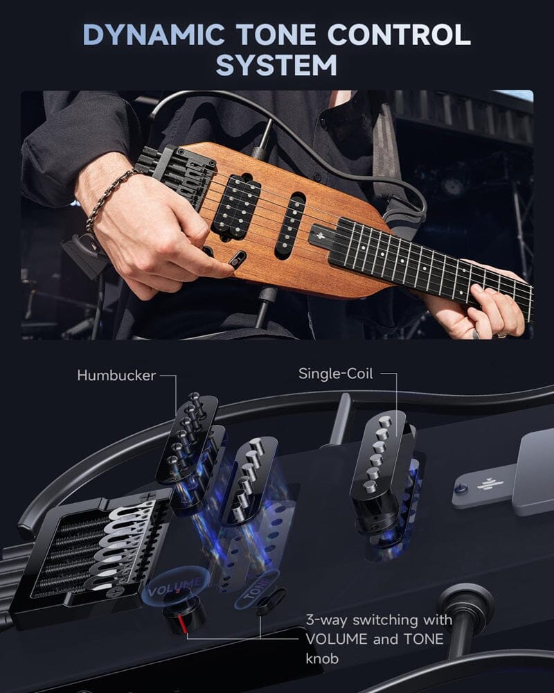 Guitarra Eléctrica de viaje Donner HUSH X (Natural) Guitarras Eléctricas Donner