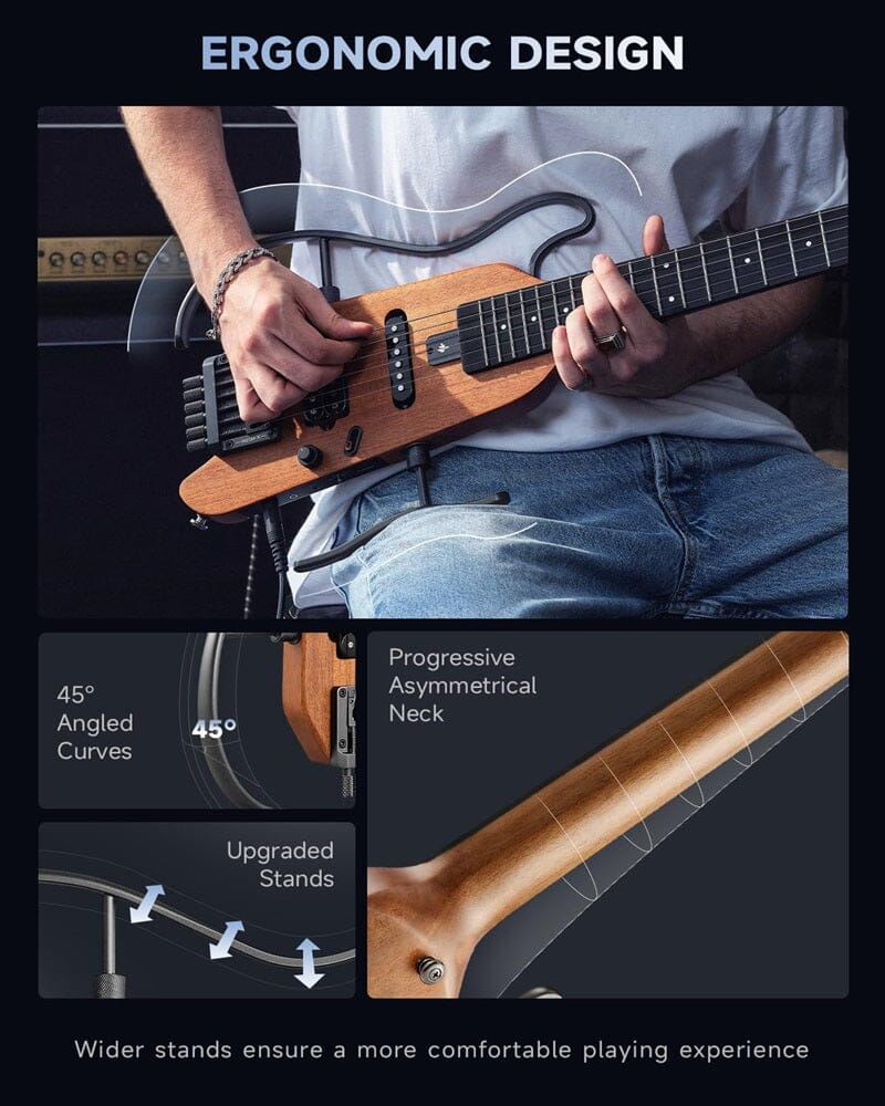 Guitarra Eléctrica de viaje Donner HUSH X (Natural) Guitarras Eléctricas Donner