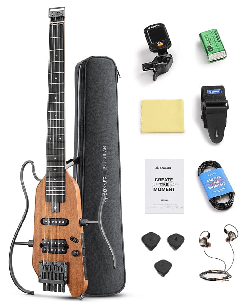 Guitarra Eléctrica de viaje Donner HUSH X (Natural) Guitarras Eléctricas Donner
