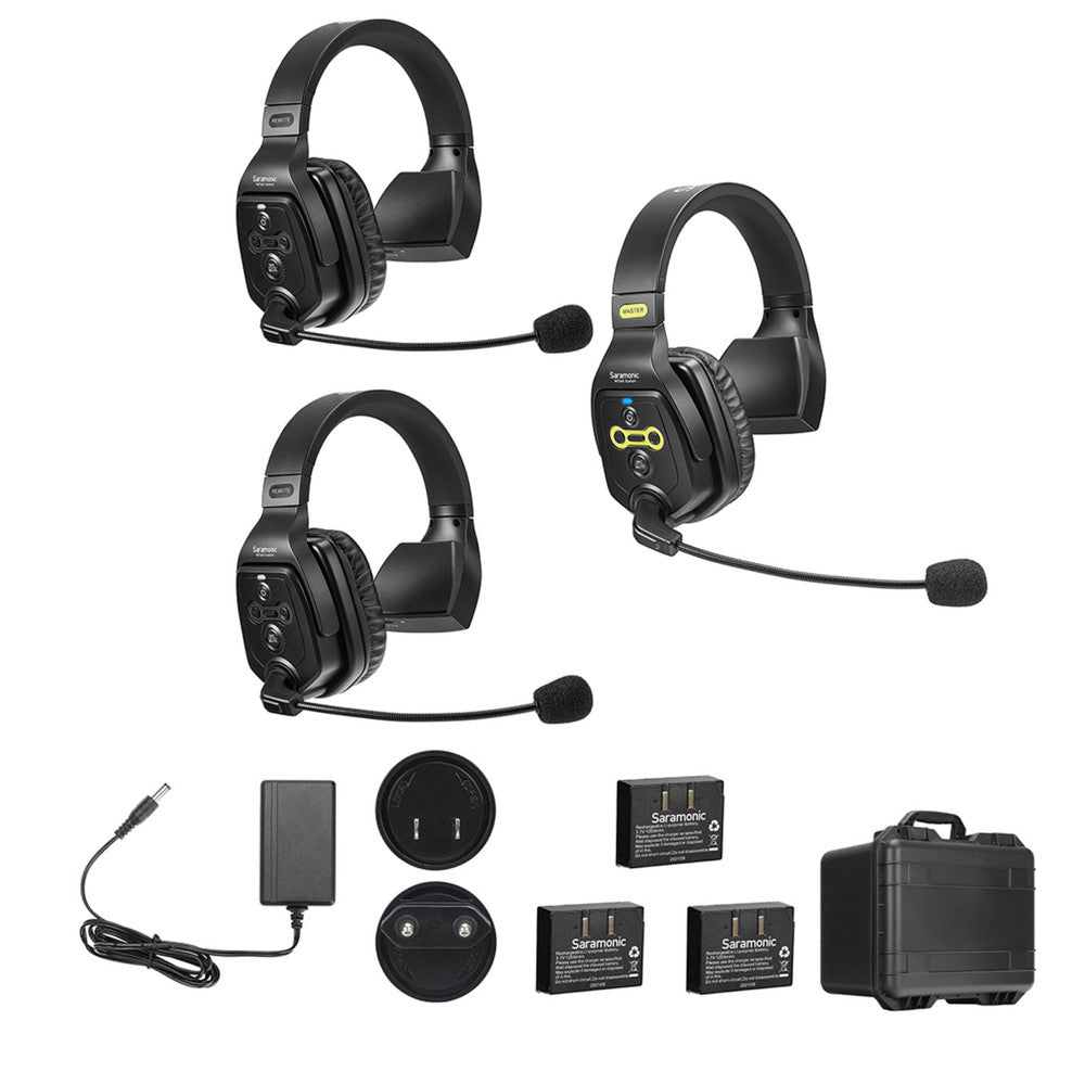 WiTalk-WT3S Sistema de intercomunicación inalámbrico para 3 personas, dúplex completo y estuche rígido.