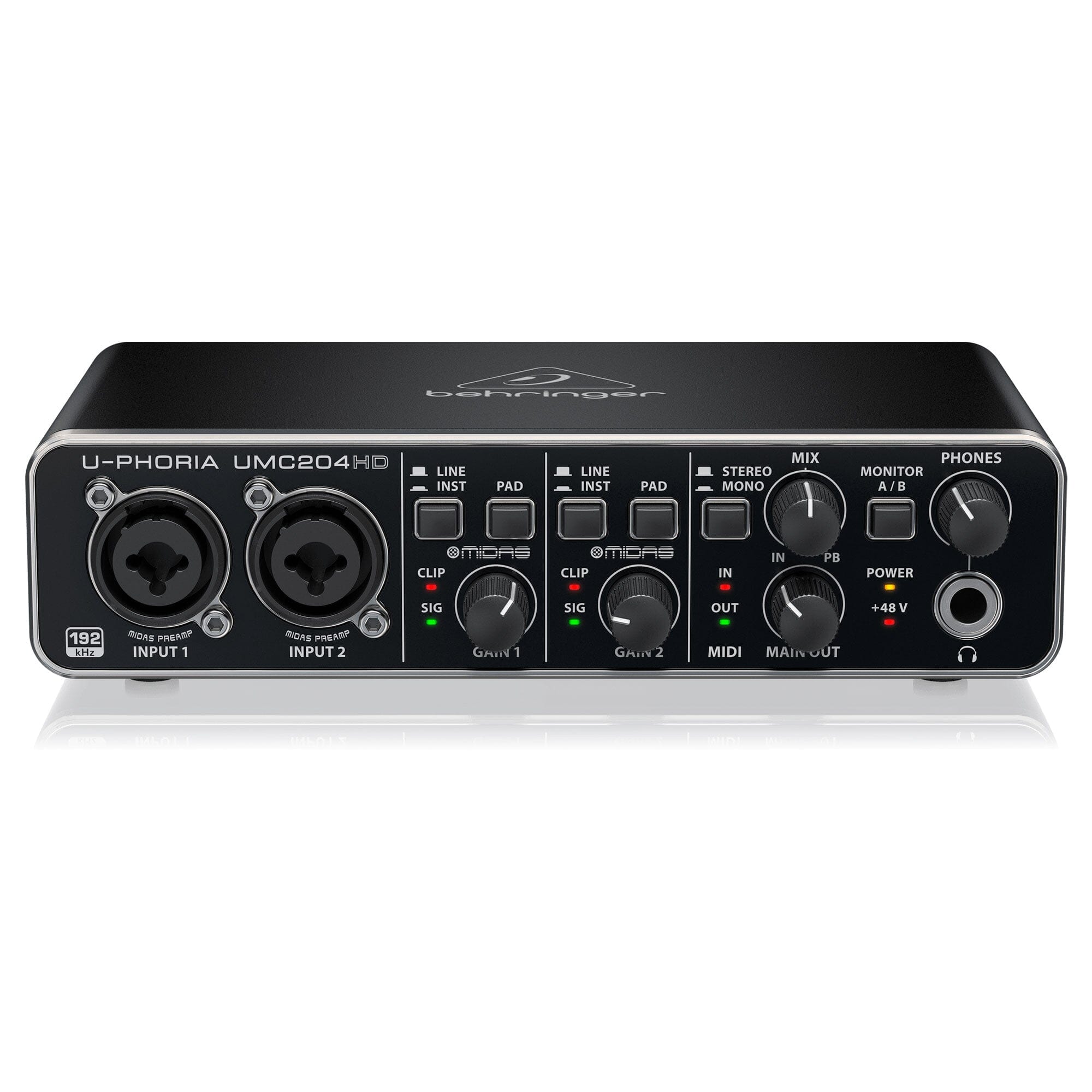 Behringer U-PHORIA UMC204HD Interfaz de Audio USB/MIDI2X4 con Preamps Midas Interfaces de Audio USB Behringer
