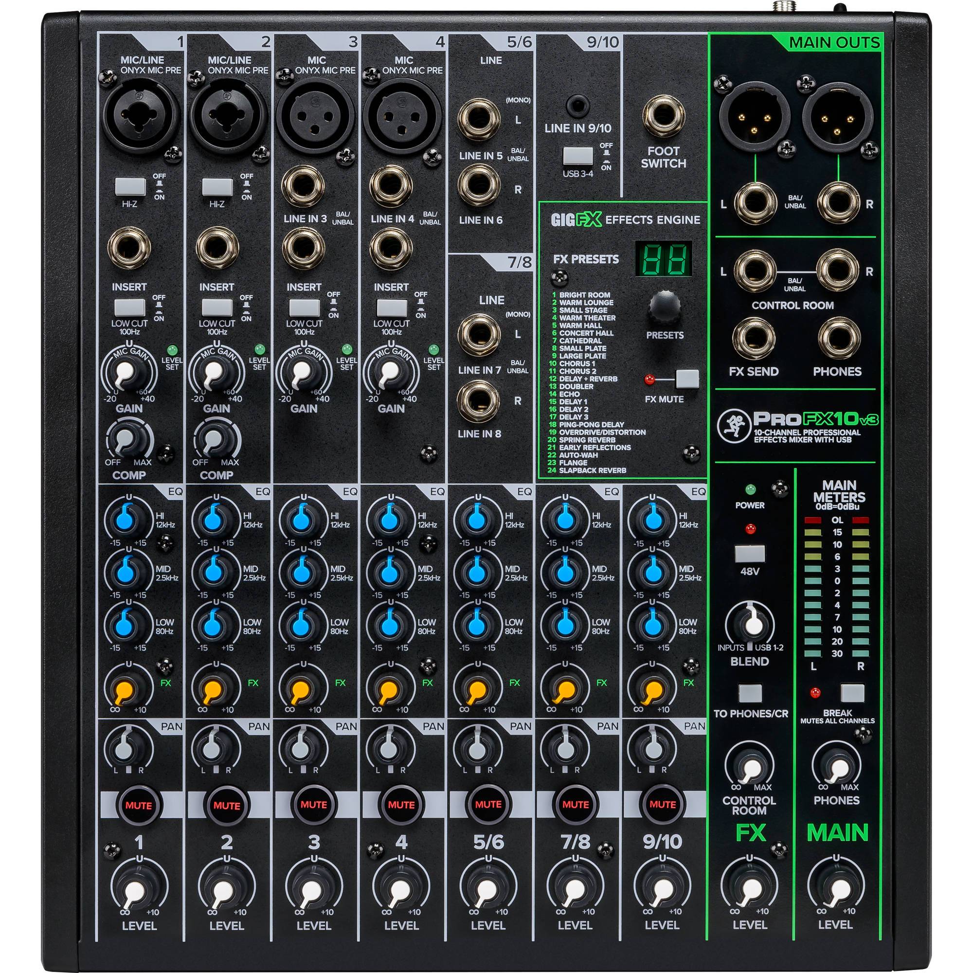 Mackie ProFX10v3 Mixer USB de 10 Canales con Efectos Mixers/Consolas Mackie