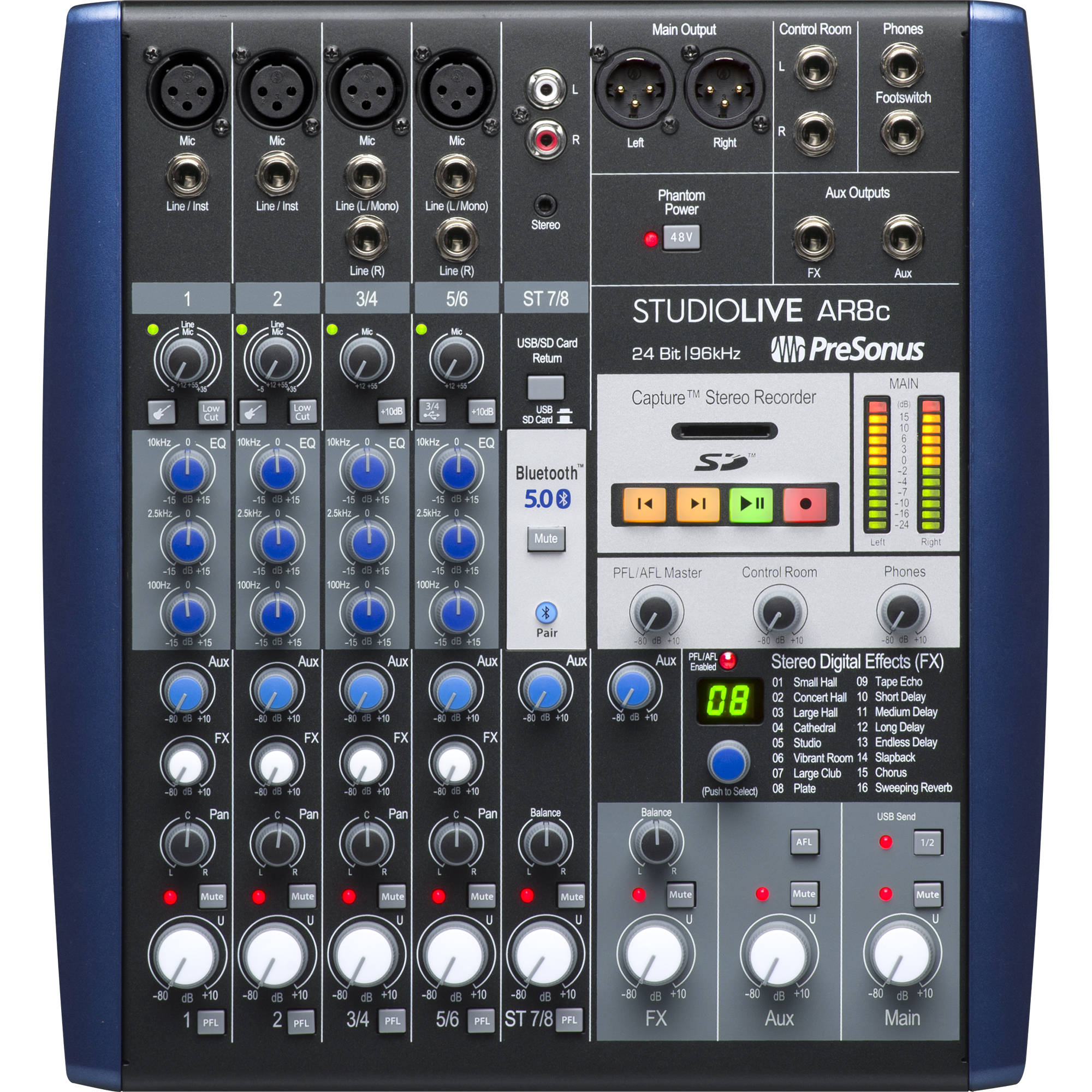 PreSonus StudioLive AR8c Mezclador Híbrido de 8 Canales USB-C Mixers/Consolas PreSonus