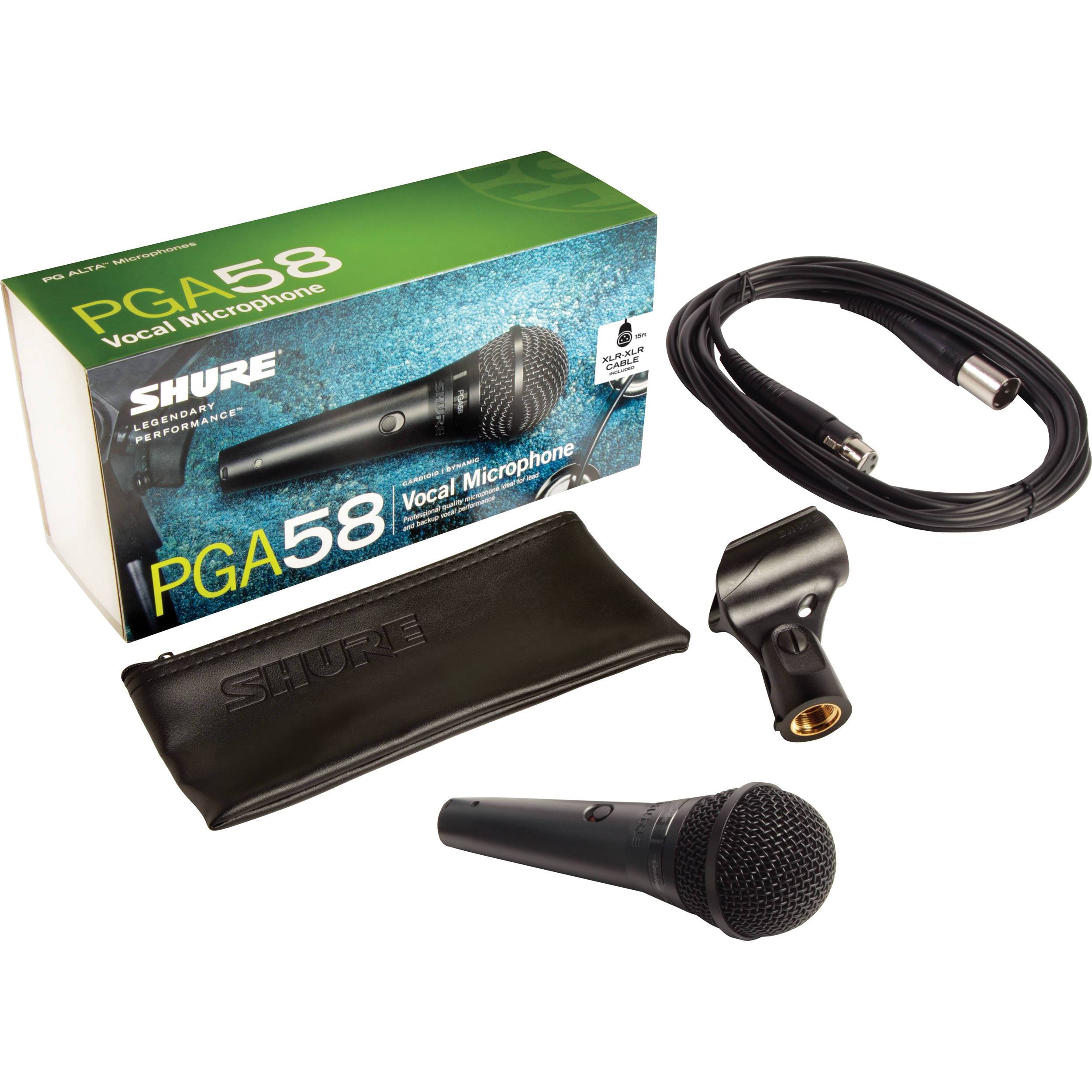 Shure PGA58-XLR Microfono Vocal Dinamico Cardioide con Cable XLR-XLR Micrófonos Dinámicos SHURE
