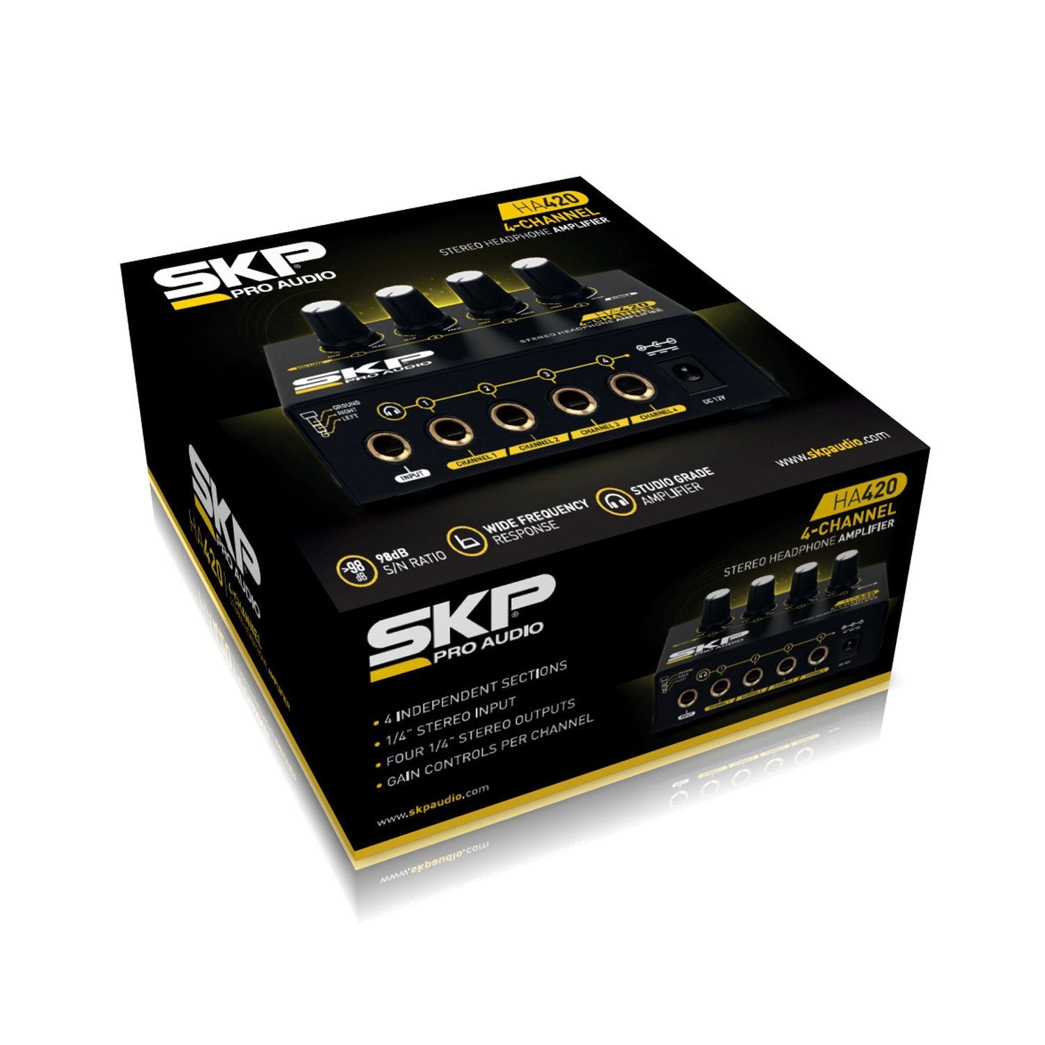 SKP HA-420 Amplificador de Audífonos de 4 Canales Audífonos SKP Pro Audio