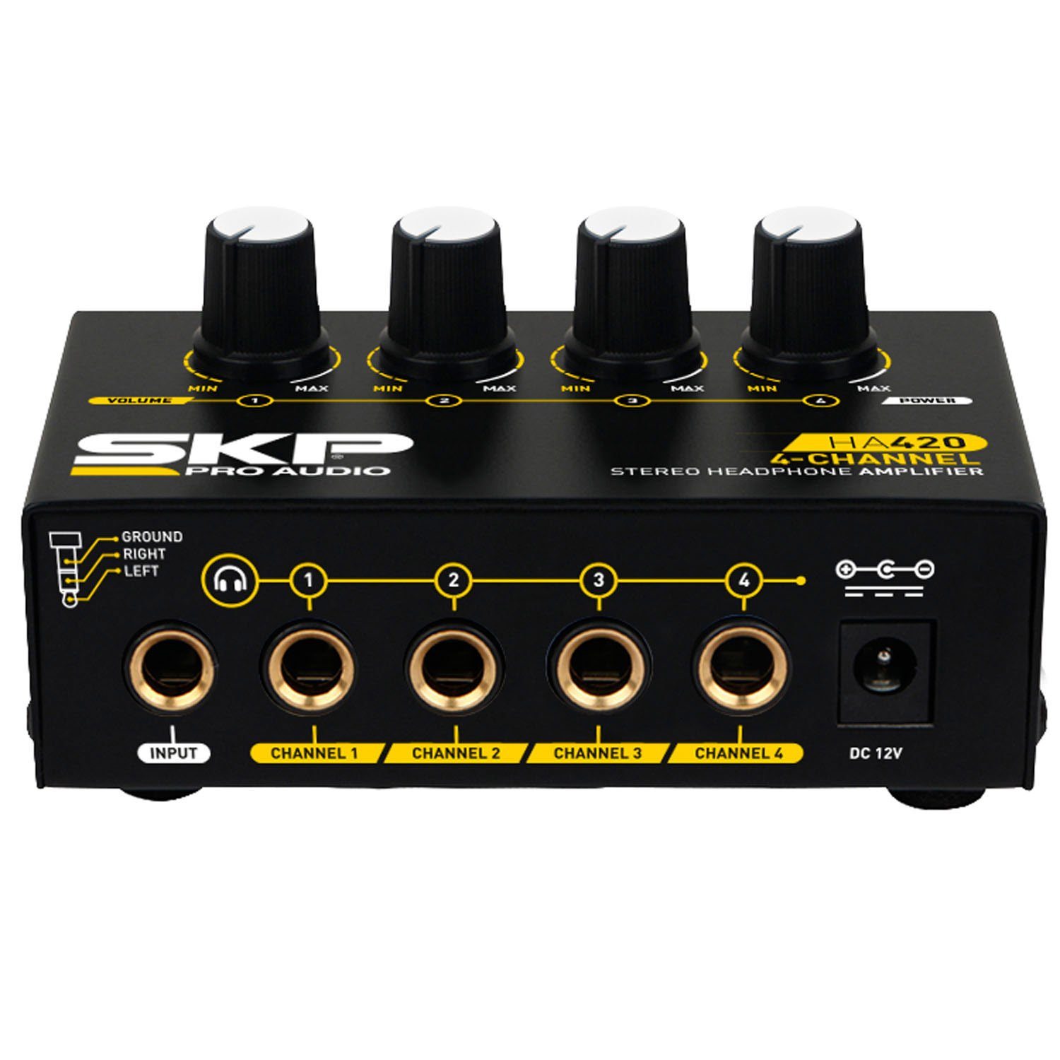 SKP HA-420 Amplificador de Audífonos de 4 Canales Audífonos SKP Pro Audio