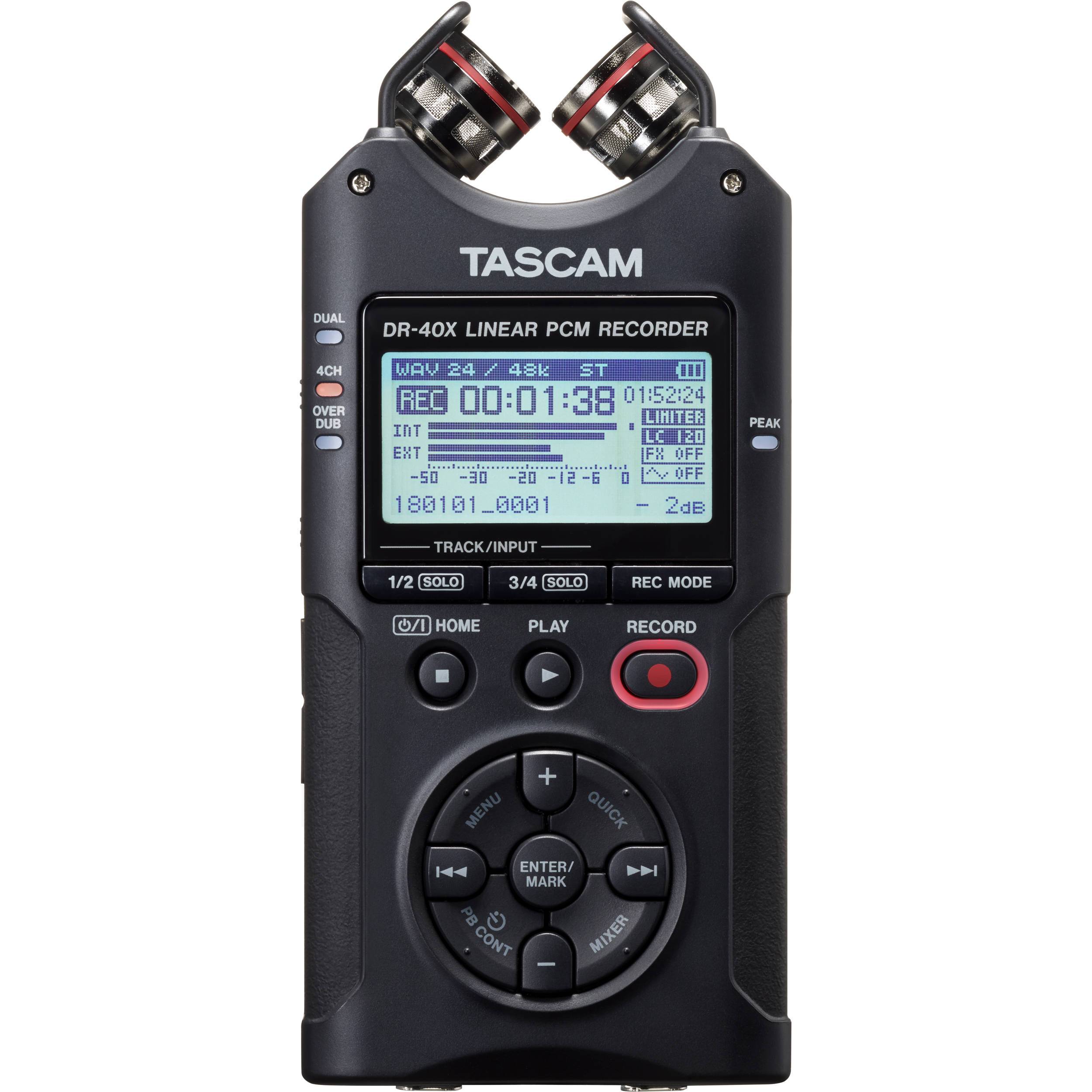 Tascam DR-40X Grabador Portátil de 4 Canales e Interfaz de Audio USB Grabadoras Portátiles TASCAM