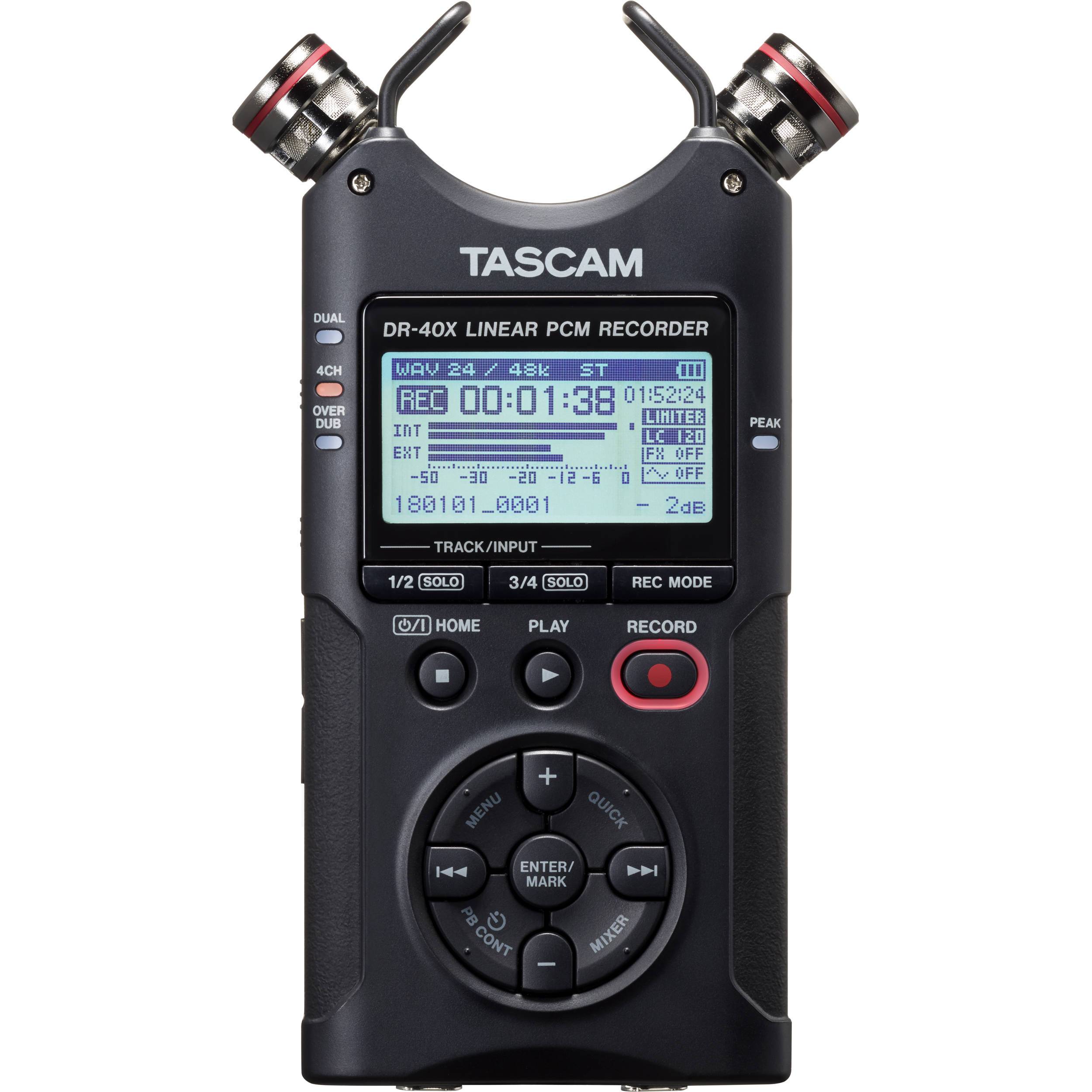 Tascam DR-40X Grabador Portátil de 4 Canales e Interfaz de Audio USB Grabadoras Portátiles TASCAM