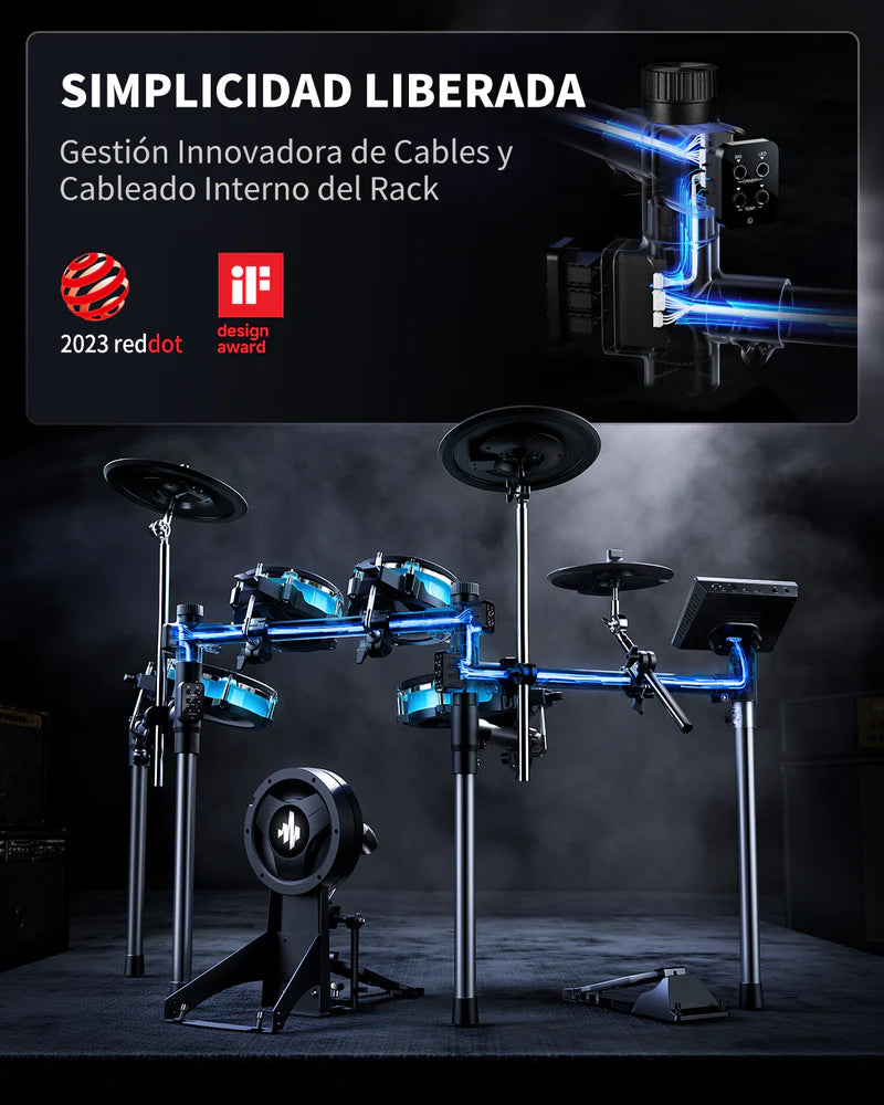 Donner BACKBEAT Batería Electrónica luces LED Personalizables y Bluetooth