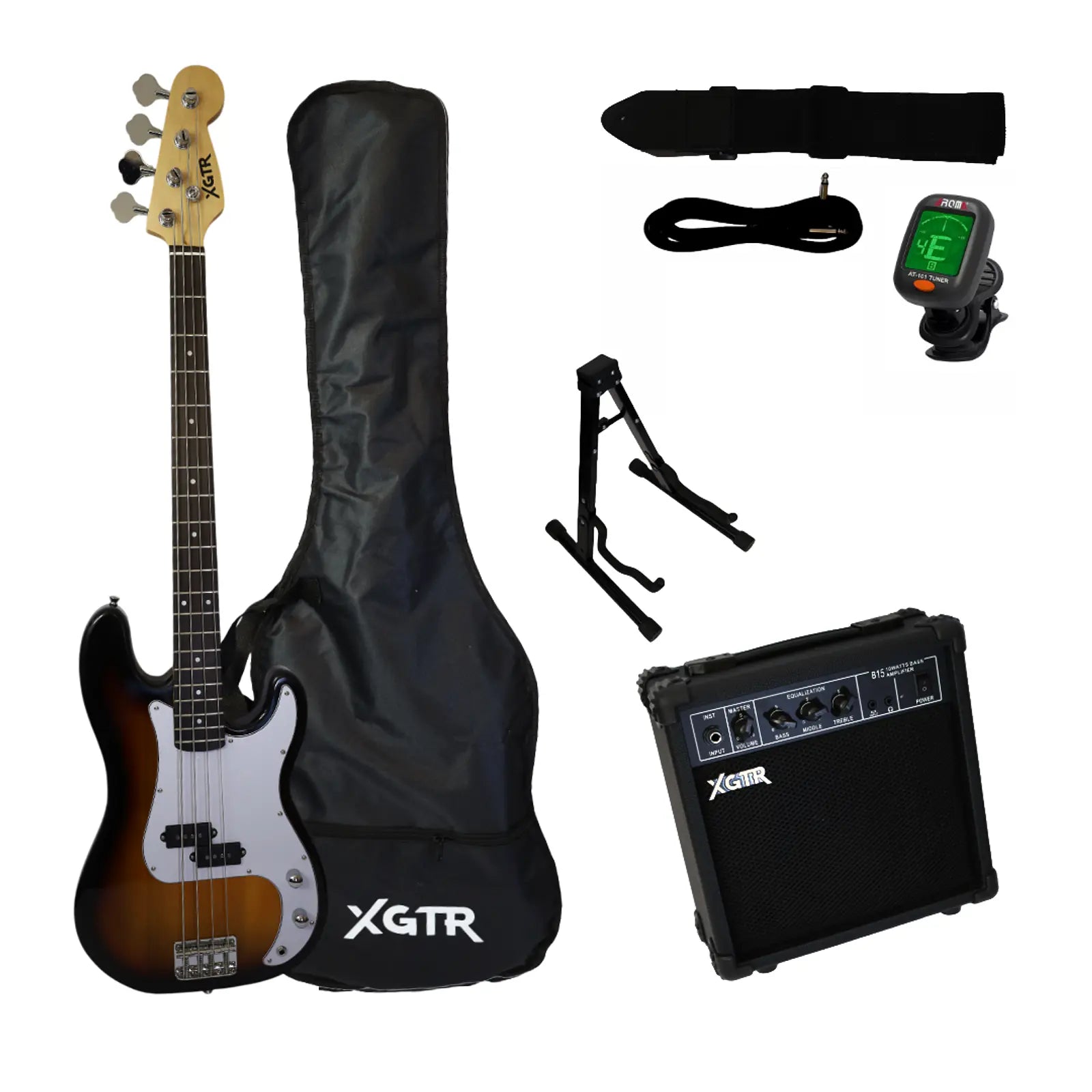 XGTR PB100SB Pack Bajo Eléctrico PrecissionSunburst Amp 15w