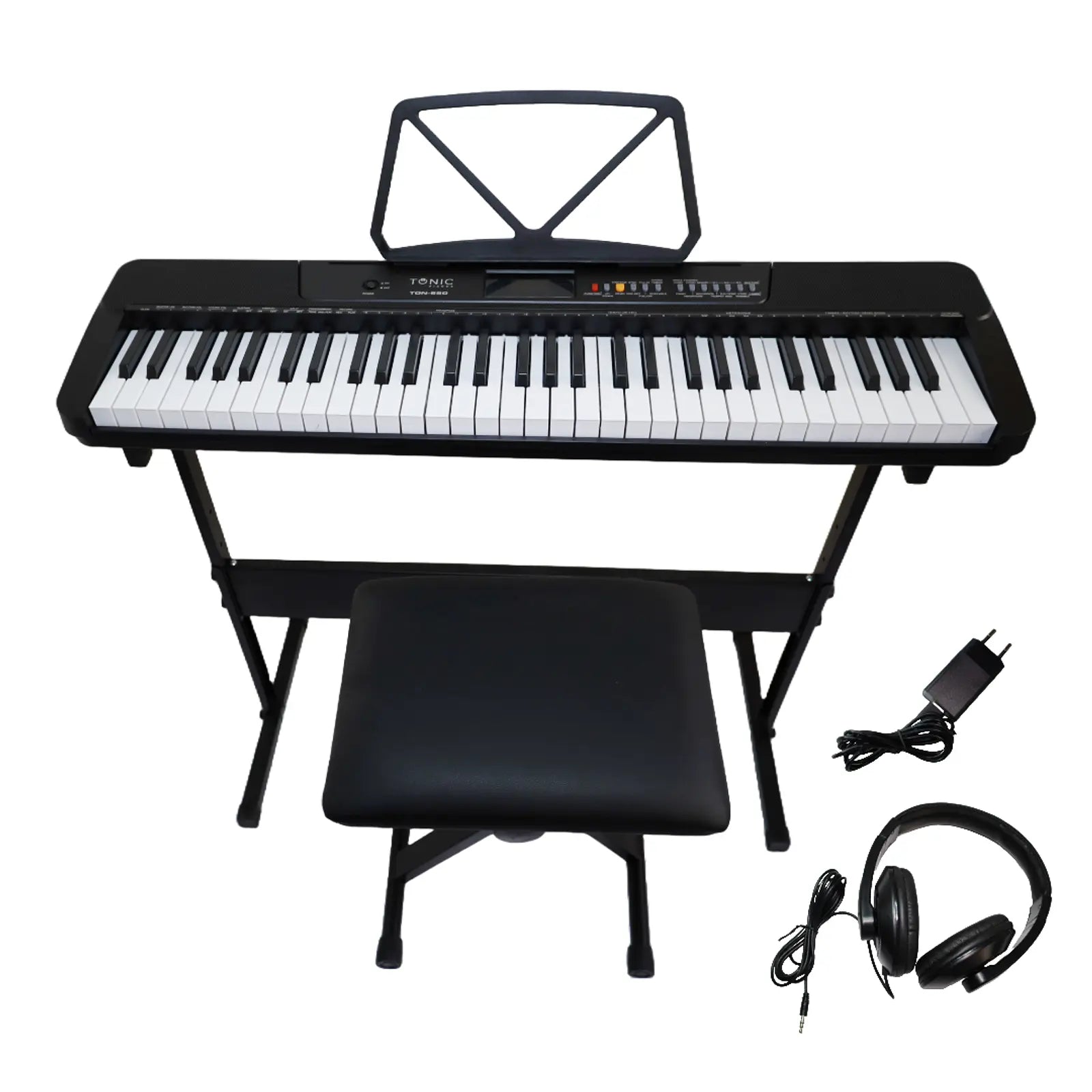 Ton 650 Teclado Musical Piano 61 Notas +Stand+Silla+Aud BLK