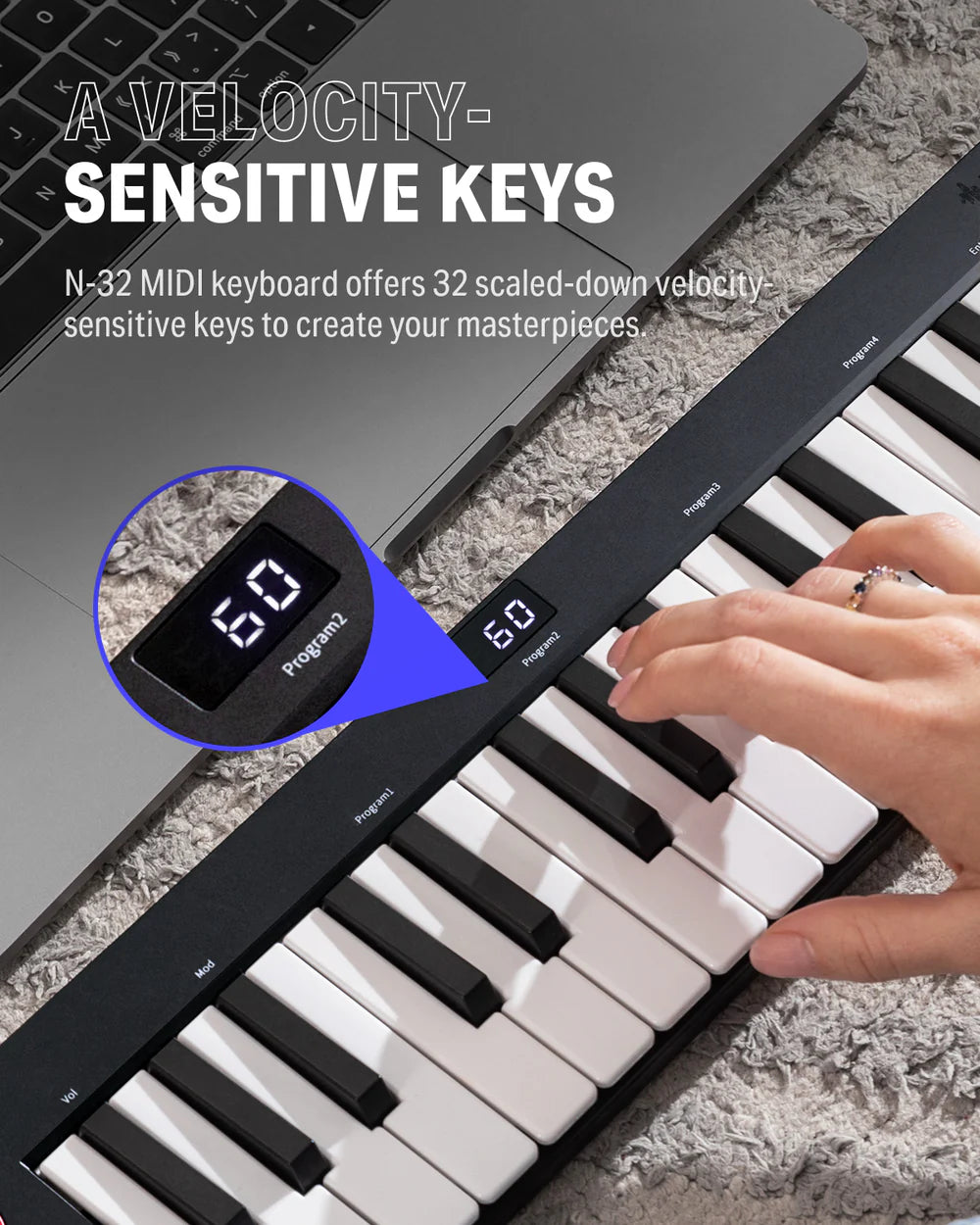 Donner N-32 Teclado controlador MIDI de 32 teclas con secuenciador y pantalla digital