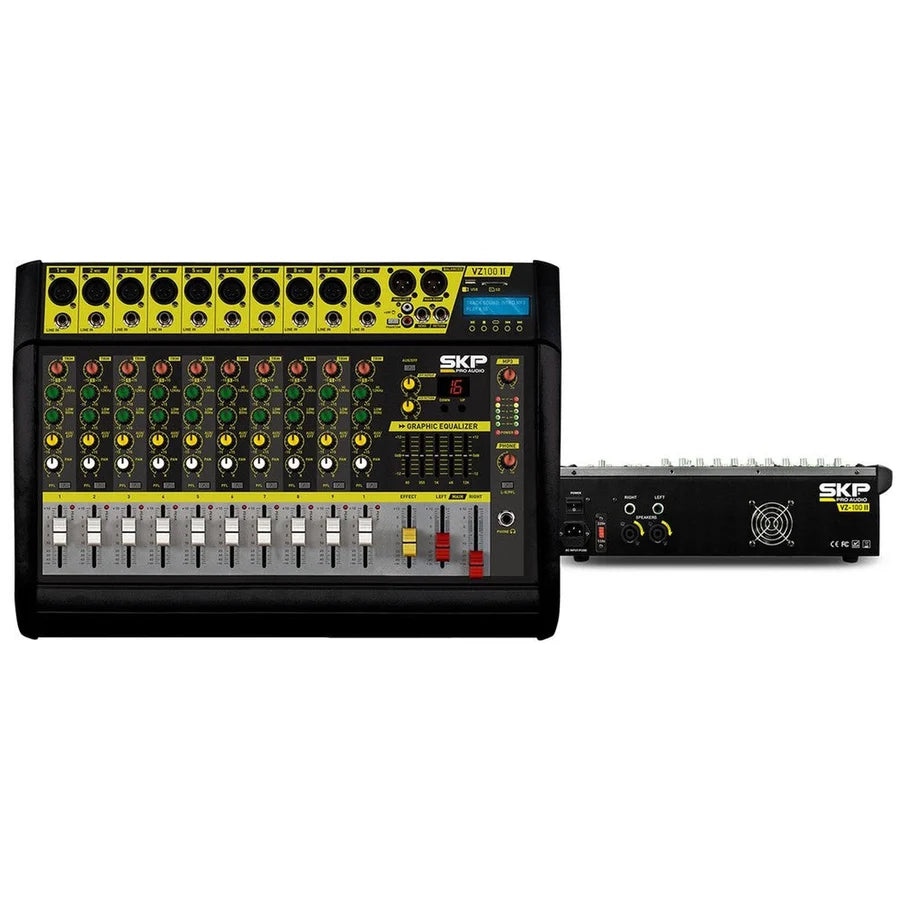 Consola Potenciada SKP VZ-100 II | 10 Canales, 500W RMS, Bluetooth y Grabación USB