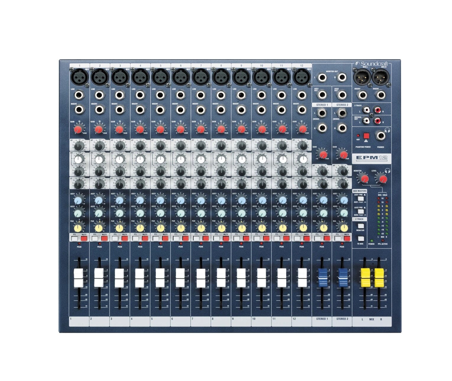 Soundcraft EPM12 Consola analoga de 12 canales mono y 2 canales stereo
